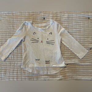 GAP Kids Halloween Boo Long Sleeve Cat Face Tee